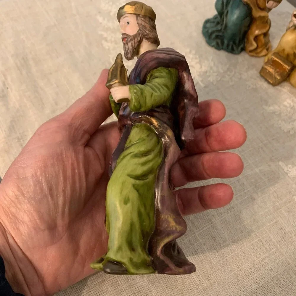 3 Wise Men Nativity Replacement Figurines Beautiful Vintage Hand Painted